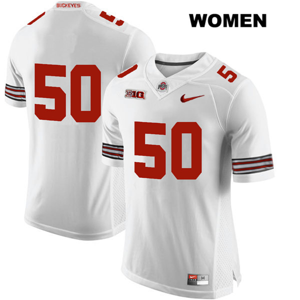 Ohio State Buckeyes Women's Nathan Brock #50 White Authentic Nike No Name College NCAA Stitched Football Jersey EA19Y24KU